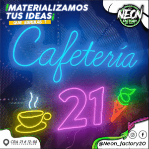 Letrero Neón Personalizado “Cafetería 21”