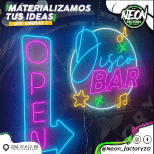 🟣 1️⃣ Letrero Neón Decorativo “OPEN + Disco Bar”