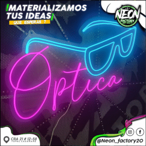 Letrero Neón Personalizado “Óptica” con Icono de Gafas